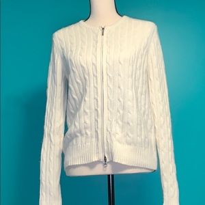 Eddie Bauer Full Zip Cable Knit Sweater M